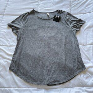 Under Armour Short Sleeve T Shirt Womens Size Large Gray Breathe Tee Loose